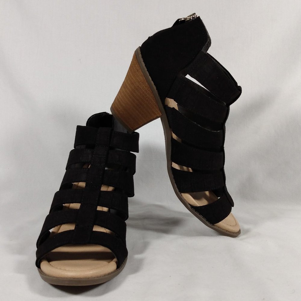 Dr Scholl's Chaser black Heeled Sandal Wedge-Various Sizes-New in box